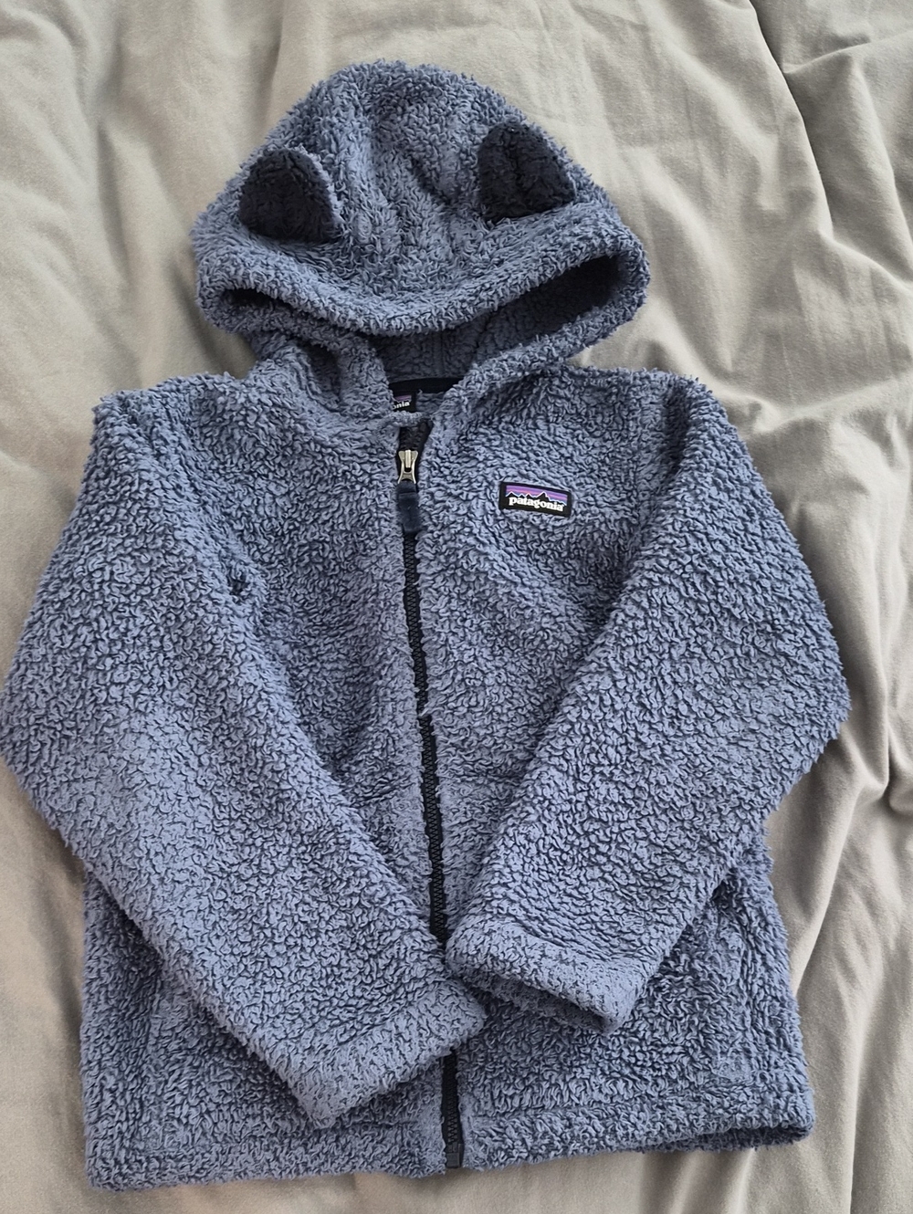 Patagonia Kids Blue Sherpa Hooded Fleece with Ear Details